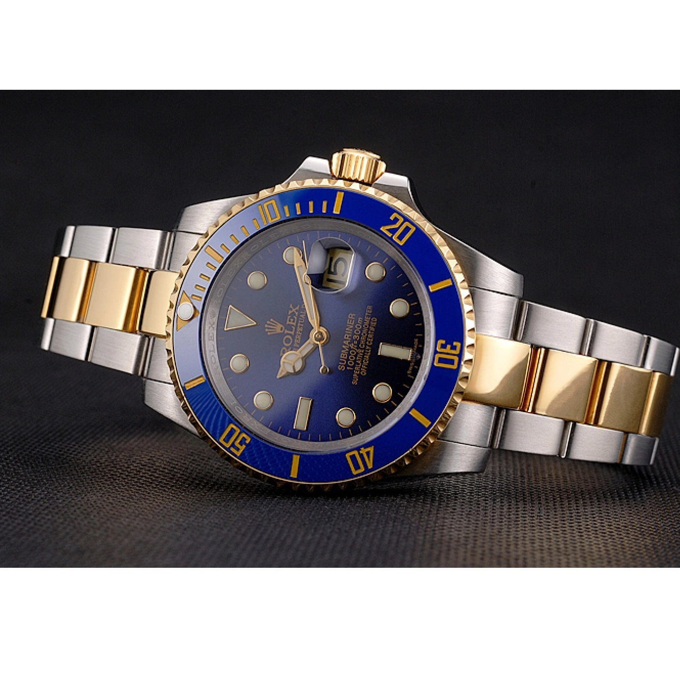 Aaa replica Gold Bezel Bracelet Two Submariner Tone Steel Dial And Blue Rolex Swiss 0522
